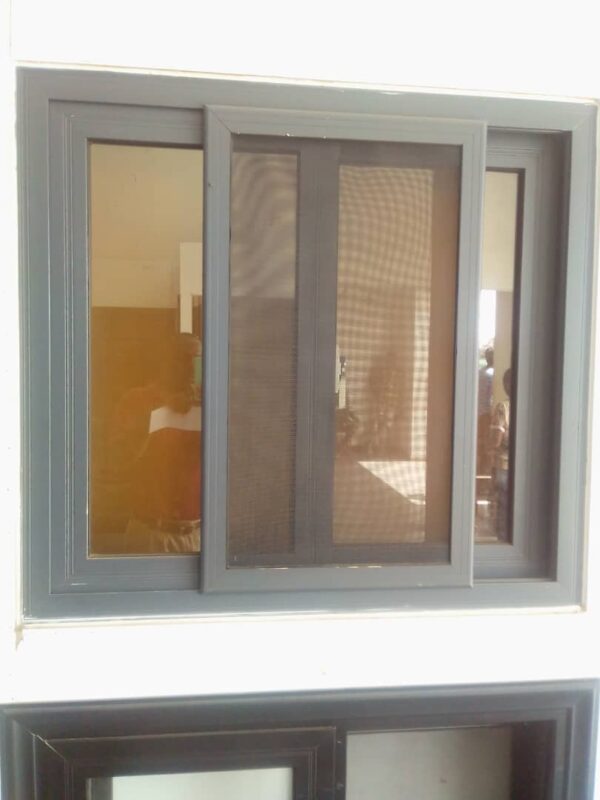 Aluminium Window With Fly Screen - Grey