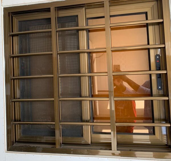 Aluminium Window With Fly Screen & Burglar Bars - Bronze - Image 5