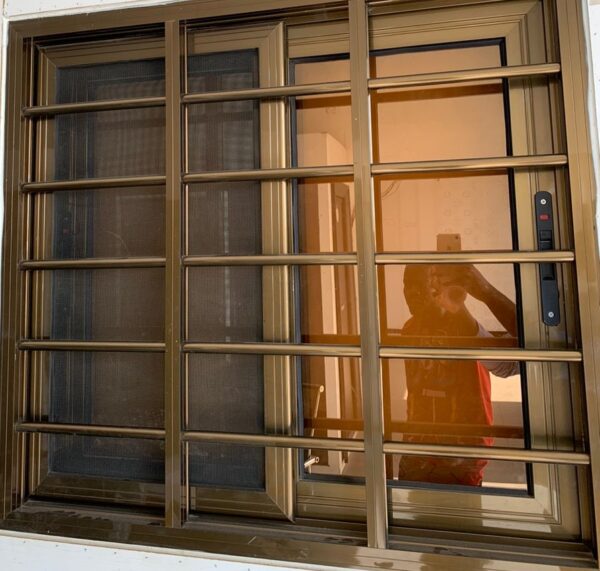 Aluminium Window With Fly Screen & Burglar Bars - Bronze - Image 3