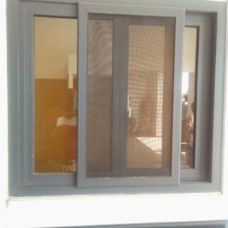 Aluminium Window With Fly Screen - Grey
