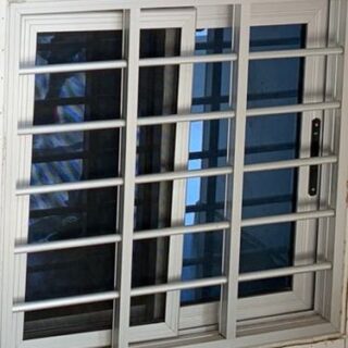 Aluminium Window With Fly Screen & Burglar Bars - Silver