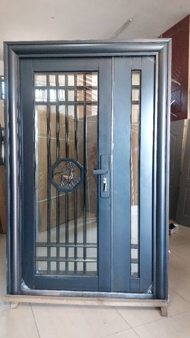 F - 8002 120x200 Left Glass & Steel Security Door