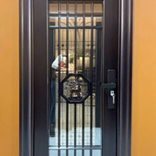 F - 8002 90x200 Right Glass & Steel Security Door